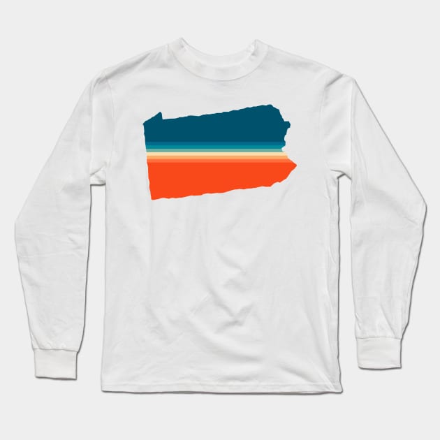 Pennsylvania State Retro Map Long Sleeve T-Shirt by n23tees